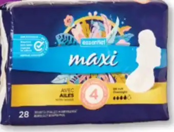 Familiprix Essentiel maxi overnight pads with wings 28un offer