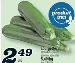 Marché Richelieu COURGETTES | ZUCCHINI SQUASHES offer