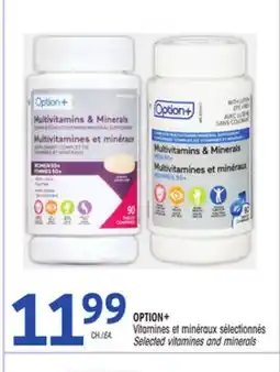 Uniprix OPTION+ Vitamines et minéraux sélectionnés/ Selected vitamines and minerals offer