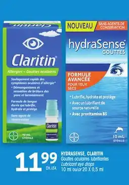 Uniprix HYDRASENSE, CLARITIN Gouttes oculaires lubrifiantes/Lubricant eye drops offer