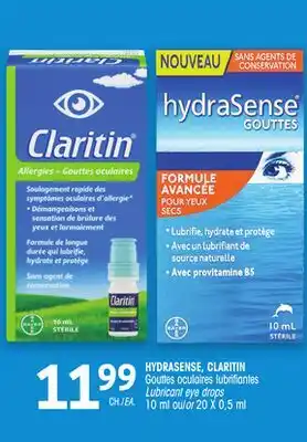 Uniprix HYDRASENSE, CLARITIN Gouttes oculaires lubrifiantes/Lubricant eye drops offer