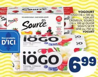 Marché Bonichoix IÖGO (16 x 100 g), YOPLAIT CRÉMEUX, SOURCE (16 x 100 g) OR SIGGI'S SKYR (650 or 750 g) YOGURT offer