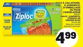Marché Bonichoix ZIPLOC SNACK SANDWICH STORAGE OR FREEZER BAGS offer