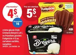 Maxi CRÈME GLACÉE STYLE CRÈMERIE BREYERS, 1,41 L OU FRIANDISES GLACÉES FUDGESICLE, 4-12 UN offer
