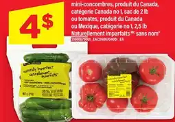 Maxi MINI-CONCOMBRES, SAC DE 2 LB OU TOMATES, 2,5 LB NATURELLEMENT IMPARFAITS SANS NOM offer