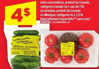 Maxi MINI-CONCOMBRES, SAC DE 2 LB OU TOMATES, 2,5 LB NATURELLEMENT IMPARFAITS SANS NOM offer