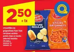 Maxi CROUSTILLES OU GRIGNOTINES YUM YUM | POTATO CHIPS OR SNACKS, 170-300 g offer