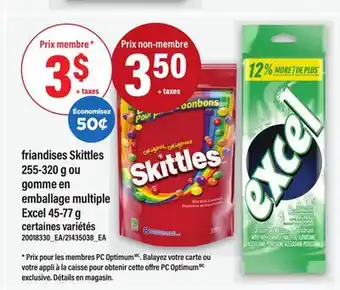 Maxi FRIANDISES SKITTLES, 255-320 G OU GOMME EN EMBALLAGE MULTIPLE EXCEL, 45-77 G offer