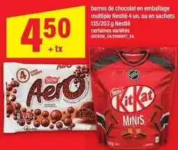 Maxi BARRES DE CHOCOLAT EN EMBALLAGE MULTIPLE NESTLÉ, 4 UN. OU EN SACHETS, 135/203 G, NESTLÉ offer