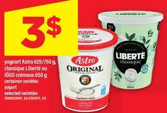 Maxi YOGOURT ASTRO, 625/750 G, CLASSIQUE LIBERTÉ OU IÖGO CRÉMEUX, 650 G | YOGURT offer