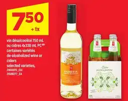 Maxi VIN DÉSALCOOLISÉ, 750 ML OU CIDRES, 4X330 ML PC | DE-ALCOHOLIZED WINE OR CIDERS offer