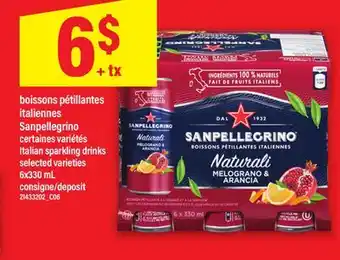 Maxi BOISSONS PÉTILLANTES ITALIENNES SANPELLEGRINO | ITALIAN SPARKLING DRINKS, 6X330 ML offer