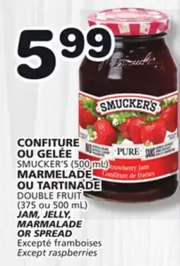 Marches Tradition SMUCKER'S (500 mL) DOUBLE FRUIT (375 OR 500 mL) JAM, JELLY, OR MARMALADE SPREAD offer