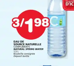 Marches Tradition COMPLIMENTS NATURAL SPRING WATER offer