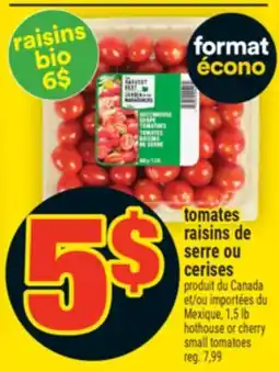 Super C TOMATES RAISINS DE SERRE OU CERISES | HOTHOUSE OR CHERRY SMALL TOMATOES offer