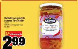 Super C RONDELLES DE PIMENTS BANANES FORTS CEDAR | CEDAR HOT BANANA PEPPER RINGS offer