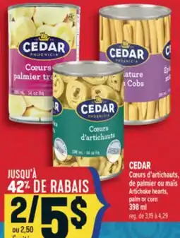 Marché Adonis CEDAR Cœurs d'artichauts, de palmier ou maïs | Artichoke hearts, palm or corn offer