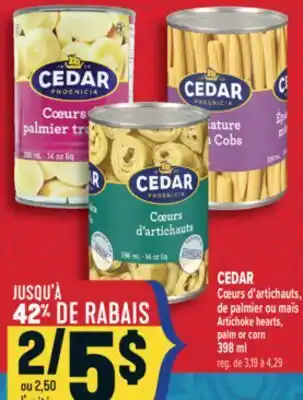 Marché Adonis CEDAR Cœurs d'artichauts, de palmier ou maïs | Artichoke hearts, palm or corn offer