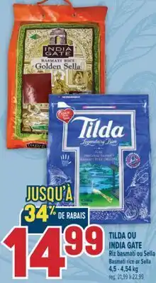 Marché Adonis TILDA OU INDIA GATE RIZ BASMATI OU SELLA | BASMATI RICE OR SELLA offer