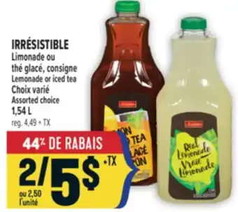 Marché Adonis IRRÉSISTIBLE LIMONADE OU THÉ GLACÉ, CONSIGNE | LEMONADE OR ICED TEA offer