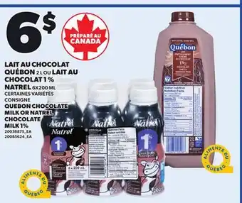 Provigo QUEBON CHOCOLATE MILK, 2 OR NATREL CHOCOLATE MILK 1%, X200 ML offer