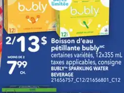 Provigo BOISSON D'EAU PÉTILLANTE BUBLY, 12X355 ML offer