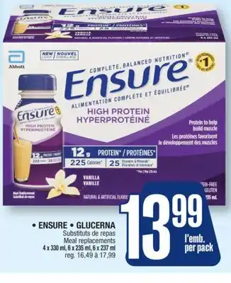 Jean Coutu ENSURE, GLUCERNA Meal replacements offer