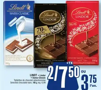 Jean Coutu LINDT Selected chocolate bars offer