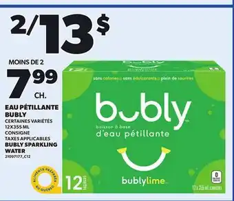 Provigo BUBLY SPARKLING WATER, 12X355 ML offer
