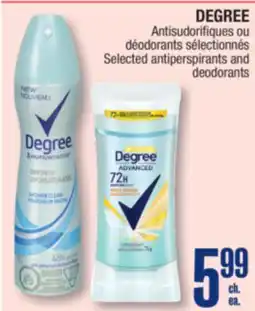 Jean Coutu DEGREE Selected antiperspirants and deodorants offer