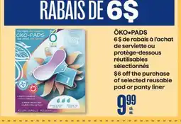 Jean Coutu ÖKO•PADS selected reusable pad or panty liner offer