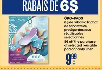 Jean Coutu ÖKO•PADS selected reusable pad or panty liner offer