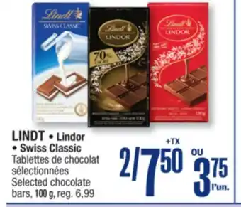 Jean Coutu LINDT Lindor Swiss Classic Selected chocolate bars offer