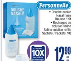 Jean Coutu PERSONNELLE Nasal rinse Kit, Saline solution refills Packets offer