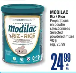 Jean Coutu MODILAC Riz/Rice Selected powdered mixes offer
