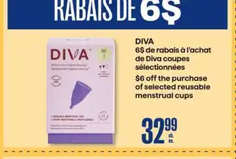 Jean Coutu DIVA selected reusable menstrual cups offer