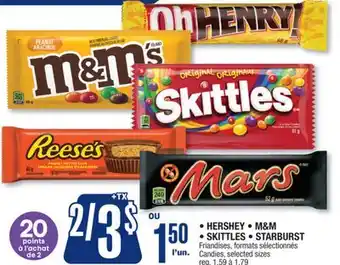 Jean Coutu HERSHEY, M&M, SKITTLES, STARBURST Candies, selected size offer