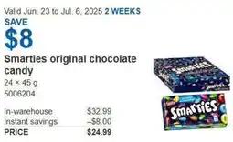 Costco Smarties original chocolate candy offer