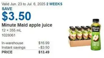 Costco Minute maid apple juice offer