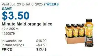 Costco Minute Maid orange juice offer