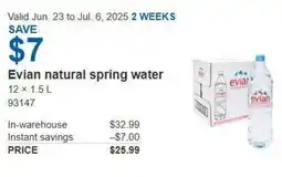 Costco Evian natural spring water offer