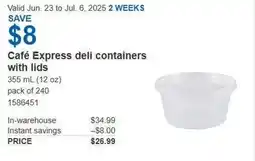 Costco Café Express deli containers with lids offer