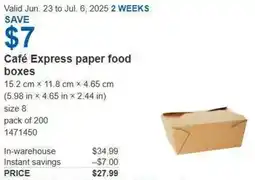 Costco Café Express paper food boxes offer