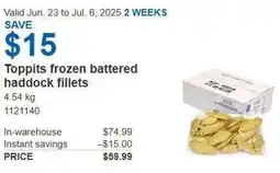 Costco Toppits frozen battered haddock fillets offer