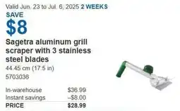 Costco Sagetra aluminum grill scraper with 3 stainless steel blades offer