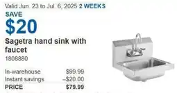 Costco Sagetra hand sink with faucet offer