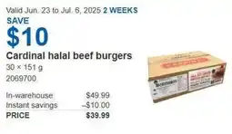 Costco Cardinal halal beef burgers offer