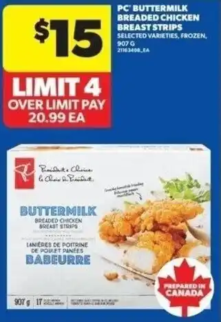 Real Canadian Superstore PC buttermilk breaded chicken breast strips offer