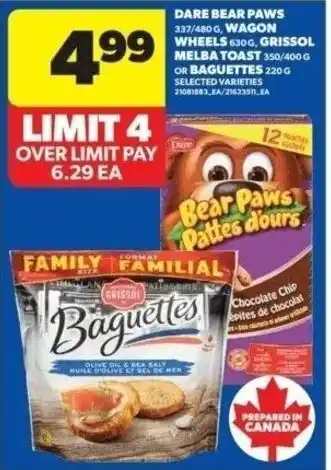 Real Canadian Superstore Dare bear paws, wagon wheels, grissol melba toast or baguettes offer