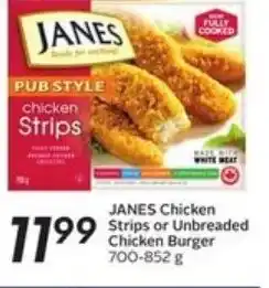 Safeway Janes Chicken Strips or unbreaded chicken burger offer